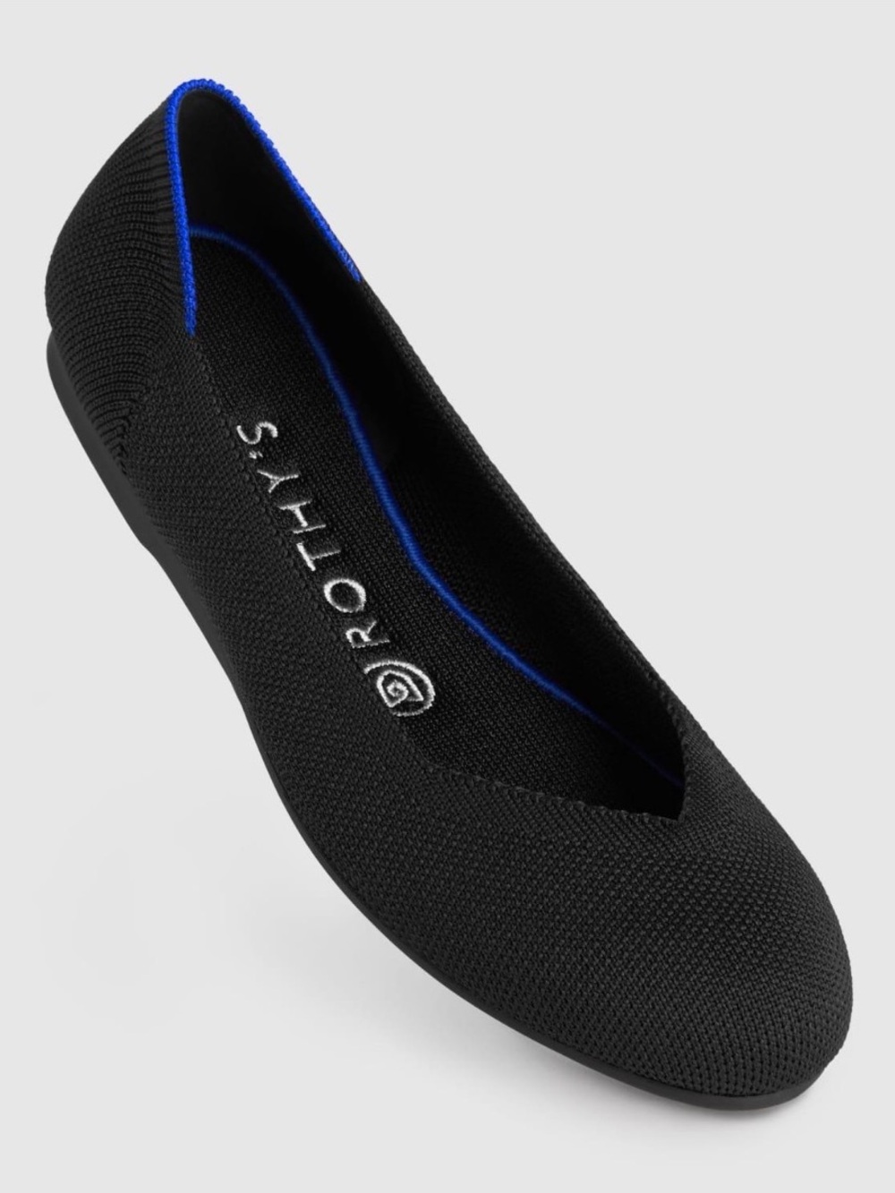 NWOT Rothy’s The Flat Black Cobalt Blue Knit Ballet Flats Women’s 8 Washable